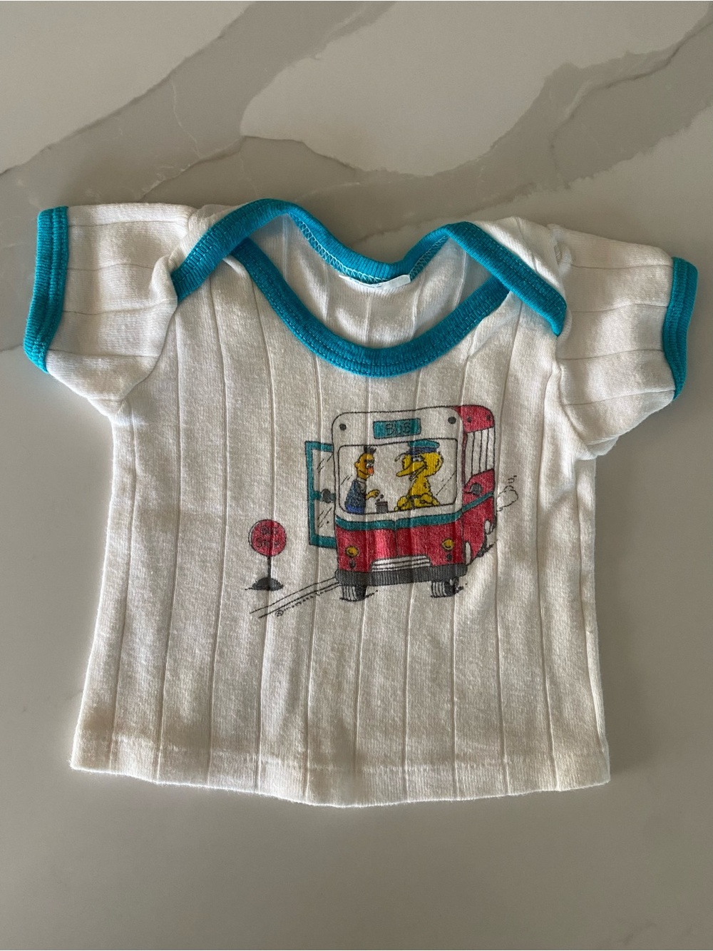 Vtg JCPenney Sesame Street Bert Big Bird Graphic Ribbed Short Sleeve T-Shirt